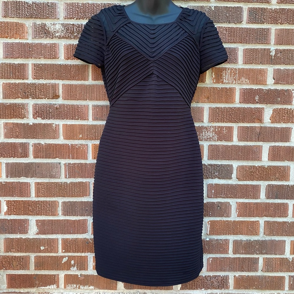 Calvin Klein Black Women's Cap-Sleeve Sheath textured mini Dress Size 4